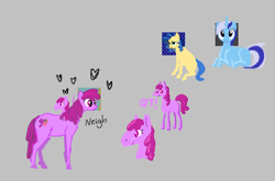 Size: 382x252 | Tagged: safe, berry punch, berryshine, minuette, oc, oc:milky way, earth pony, pony, unicorn, aggie.io, drawpile, female, hoers, lowres, lying down, mare, simple background, smiling