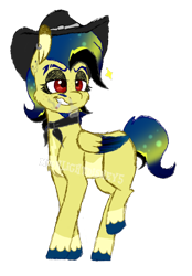 Size: 526x756 | Tagged: safe, artist:thatonefluffs, imported from derpibooru, oc, oc only, oc:synchronize, pegasus, cigarette, cowboy hat, eyebrows, eyeshadow, facial hair, freckles, genderfluid, goth, hat, makeup, mullet, simple background, solo, transparent background