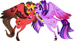 Size: 3294x1820 | Tagged: safe, artist:lisianthus, imported from derpibooru, twilight sparkle, oc, alicorn, pony, alicorn oc, female, horn, hug, mare, simple background, smiling, transparent background, twilight sparkle (alicorn), wings