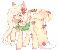 Size: 1024x859 | Tagged: safe, artist:miioko, imported from derpibooru, oc, oc only, pony, eye clipping through hair, female, flower, flower in hair, mare, raised hoof, simple background, transparent background