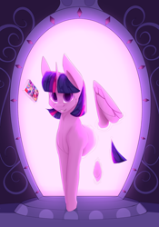 Size: 2800x4000 | Tagged: safe, artist:chapaevv, imported from derpibooru, twilight sparkle, alicorn, pony, equestria girls, female, looking at you, magic mirror, mare, mario kart 8, mirror portal, nintendo, patreon, patreon reward, portal, smiling, solo, twilight sparkle (alicorn), video game