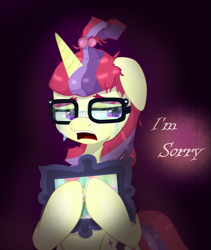 Size: 1475x1751 | Tagged: safe, artist:nihithebrony, imported from derpibooru, moondancer, pony, unicorn, apology, clothes, crying, cute, dancerbetes, female, solo