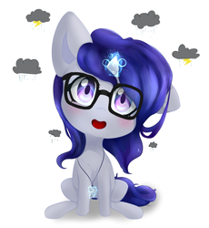 Size: 2300x2500 | Tagged: safe, artist:nihithebrony, imported from derpibooru, oc, oc only, pony, unicorn, blushing, chibi, female, glasses, glowing, glowing horn, horn, open mouth, solo, thunderstorm, unicorn oc