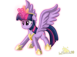 Size: 2732x2048 | Tagged: safe, artist:lordshrekzilla20, imported from derpibooru, twilight sparkle, alicorn, pony, female, glowing, glowing horn, horn, jewelry, regalia, simple background, solo, spread wings, transparent background, twilight sparkle (alicorn), wings