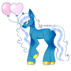 Size: 1280x1280 | Tagged: safe, artist:lilywolfpie, imported from derpibooru, oc, oc:fleurbelle, earth pony, pony, balloon, butt, female, heart balloon, mare, mouth hold, plot, race swap, simple background, solo, transparent background