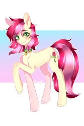 Size: 1440x2160 | Tagged: safe, artist:noyakki, imported from derpibooru, roseluck, pony, collar, commission, commissioner:doom9454, cute, pet tag, pony pet, rosepet