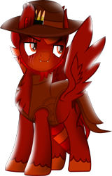 Size: 6314x9866 | Tagged: safe, artist:firehearttheinferno, artist:lincolnbrewsterfan, derpibooru exclusive, imported from derpibooru, oc, oc only, oc:lance longmane, pegasus, fallout equestria, my little pony: the movie, .svg available, beard, blaze (coat marking), bullet, bullet cap, chest fluff, clothes, coat markings, collaboration, colored muzzle, colored pupils, cowboy hat, cute, cute little fangs, determination, determined, determined face, determined look, determined smile, digital art, ear fluff, ear tufts, facial hair, facial markings, fallout equestria oc, fallout equestria: equestria the beautiful, fangs, gift art, goatee, hat, highlights, inkscape, leather, looking at something, male, mohawk, movie accurate, muttonchops, orange eyes, orange mane, pegasus oc, persona, ponysona, pose, red mane, scar, shading, simple background, smiling, smug, solo, stallion, stallion oc, svg, swag, transparent background, unshorn fetlocks, vector, vest