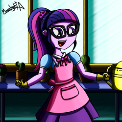 Size: 2000x2007 | Tagged: safe, artist:moonlightatlm, imported from derpibooru, sci-twi, twilight sparkle, equestria girls, equestria girls series, my little shop of horrors, clothes, female, open mouth, solo