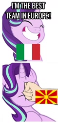 Size: 796x1672 | Tagged: safe, imported from ponybooru, starlight glimmer, abuse, current events, flag, glimmerbuse, italy, macedonia, metaphor, north macedonia, world cup 2022