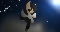 Size: 7572x4080 | Tagged: safe, artist:fededash, imported from derpibooru, oc, oc only, oc:pandauwu, pegasus, cloud, flying, moon, night, pegasus oc, stars