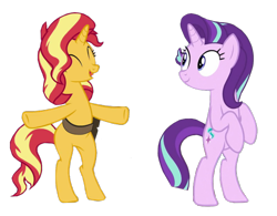 Size: 693x541 | Tagged: safe, artist:twilyisbestpone, edit, edited screencap, imported from derpibooru, screencap, starlight glimmer, sunset shimmer, pony, unicorn, equestria girls, equestria girls series, forgotten friendship, background removed, bipedal, cute, duo, duo female, eyes closed, female, glimmerbetes, mare, not a vector, open mouth, shimmerbetes, simple background, transparent background