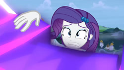 Size: 3410x1920 | Tagged: safe, imported from derpibooru, screencap, rarity, equestria girls, friendship games, canterlot, dimensional cracks, female, hairpin, high res, solo