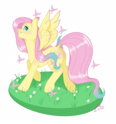 Size: 1824x1950 | Tagged: safe, artist:germanloh, imported from derpibooru, fluttershy, pegasus, pony, female, mare, signature, simple background, smiling, solo, white background, wings