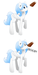 Size: 1080x2100 | Tagged: safe, artist:puginpocket, imported from derpibooru, oc, oc only, oc:opal rosamond, pegasus, pony, ><, boop, disembodied hoof, eyes closed, female, mare, pegasus oc, simple background, surprised, transparent background