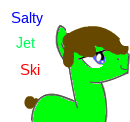Size: 130x122 | Tagged: artist needed, safe, imported from derpibooru, oc, oc only, oc:salty jet ski, earth pony, blue eyes, brown mane, earth pony oc, male, picture for breezies, simple background, smiling, solo, stallion, tail, text, white background