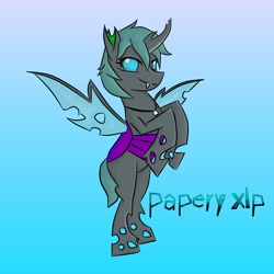 Size: 2048x2048 | Tagged: safe, artist:papery xlp, imported from derpibooru, oc, oc:void, changeling, pony, solo