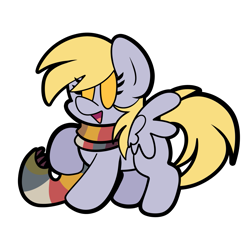 Size: 1427x1318 | Tagged: safe, artist:saveraedae, imported from derpibooru, derpy hooves, pegasus, pony, chibi, clothes, cute, female, fourth doctor's scarf, mare, raised hoof, scarf, simple background, solo, striped scarf, transparent background