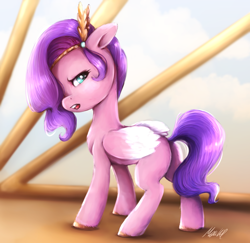 Size: 1968x1912 | Tagged: safe, artist:buttersprinkle, imported from derpibooru, pipp petals, pegasus, pony, angry, butt, colored pupils, cute, dock, eyelashes, feathered wings, female, floppy ears, folded wings, frown, g5, looking at you, looking back, looking back at you, madorable, mare, my little pony: a new generation, open mouth, pipp butt, pipp petals is not amused, plot, rear view, solo, tail, unamused, unshorn fetlocks, wings