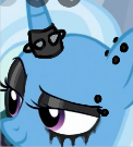 Size: 122x135 | Tagged: safe, edit, edited screencap, screencap, trixie, pony, unicorn, aggie.io, female, goth, horn, horn ring, lowres, mare, ring, smiling