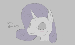 Size: 545x331 | Tagged: safe, rarity, pony, unicorn, aggie.io, blushing, eyes closed, female, mare, simple background, smiling, talking