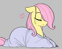 Size: 455x363 | Tagged: safe, fluttershy, pegasus, pony, aggie.io, blanket, blanket burrito, female, lying down, mare, simple background, sleeping, smiling