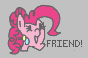 Size: 88x58 | Tagged: safe, pinkie pie, pony, aggie.io, eyes closed, female, lowres, mare, open mouth, simple background, smiling