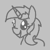 Size: 100x100 | Tagged: safe, artist:firecracker, lyra heartstrings, pony, unicorn, aggie.io, female, lowres, mare, monochrome, open mouth, simple background, smiling