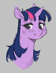 Size: 199x257 | Tagged: safe, twilight sparkle, pony, unicorn, aggie.io, chest fluff, female, lowres, mare, simple background, smiling