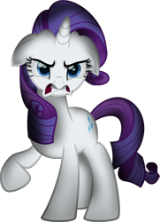 Size: 5199x7170 | Tagged: safe, artist:lincolnbrewsterfan, imported from derpibooru, rarity, pony, unicorn, my little pony: the movie, the one where pinkie pie knows, .svg available, angry, blue eyes, cute, death stare, dramatic lighting, female, floppy ears, forever, gritted teeth, horn, inkscape, looking at you, madorable, mare, movie accurate, raised hoof, shading, show moviefied, simple background, standing, staring into your soul, svg, transparent background, vector
