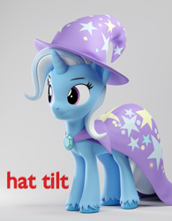 Size: 1497x1920 | Tagged: safe, artist:xppp1n, imported from ponybooru, trixie, pony, unicorn, 3d, blender, blender cycles, cape, clothes, female, hat, mare, solo, trixie's cape, trixie's hat, unshorn fetlocks