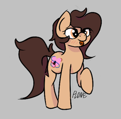 Size: 403x395 | Tagged: safe, oc, oc only, earth pony, pony, aggie.io, female, mare, raised hoof, simple background, smiling, tongue out