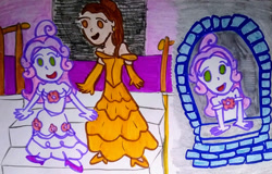 Size: 1280x818 | Tagged: safe, artist:dex stewart, imported from derpibooru, sweetie belle, human, equestria girls, beauty and the beast, belle, disney, traditional art