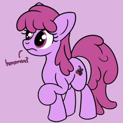 Size: 2000x2000 | Tagged: safe, artist:dafiltafish, imported from derpibooru, berry punch, berryshine, earth pony, pony, female, hmm, mare, purple background, simple background, solo, text