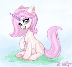 Size: 1035x960 | Tagged: safe, artist:xi wen, imported from derpibooru, oc, oc only, oc:佩蒂, pony, unicorn, smiling, solo