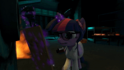Size: 1920x1080 | Tagged: safe, artist:crystaldreamer, imported from derpibooru, twilight sparkle, alicorn, pegasus, 3d, animated, clothes, fire, high res, lab coat, laboratory, scientist, source filmmaker, twilight sparkle (alicorn), webm, wrench