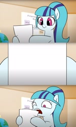 Size: 1670x2792 | Tagged: safe, artist:doublewbrothers, edit, imported from derpibooru, sonata dusk, earth pony, pony, equestria girls, exploitable meme, meme, ponified, solo, template