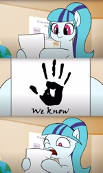 Size: 1670x2792 | Tagged: safe, artist:doublewbrothers, edit, imported from derpibooru, sonata dusk, earth pony, pony, equestria girls, dark brotherhood, exploitable meme, meme, ponified, solo, the elder scrolls