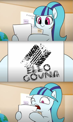 Size: 359x600 | Tagged: safe, artist:doublewbrothers, edit, imported from derpibooru, sonata dusk, pony, equestria girls, 'ello gov'nor, equestria girls ponified, exploitable meme, meme, ponified, regular show, this will end in death, tire tracks