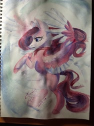 Size: 3024x4032 | Tagged: safe, artist:stormcloud-yt, imported from derpibooru, oc, oc only, pegasus, pony, pegasus oc, rearing, solo, traditional art, wings