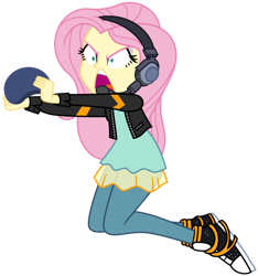 Size: 1024x1095 | Tagged: safe, artist:emeraldblast63, imported from derpibooru, fluttershy, equestria girls, equestria girls series, game stream, spoiler:eqg series (season 2), angry, clothes swap, converse, flutterrage, game stream outfit, gamershy, role reversal, shoes, simple background, solo, transparent background, vector