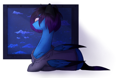 Size: 2000x1269 | Tagged: safe, artist:purplegrim40, imported from derpibooru, oc, oc only, pegasus, pony, clothes, female, lying down, mare, pegasus oc, prone, simple background, smiling, solo, transparent background, wings
