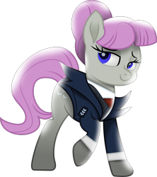 Size: 5857x6603 | Tagged: safe, artist:lincolnbrewsterfan, derpibooru exclusive, imported from derpibooru, oc, oc only, oc:queue, earth pony, pony, derpibooru, celestial advice, my little pony: the movie, .svg available, absurd resolution, badumsquish approved, blue eyes, clothes, colored pupils, derpibooru ponified, earth pony oc, female, hair bun, inkscape, lidded eyes, mare, meta, military uniform, movie accurate, ponified, raised hoof, simple background, smiling, solo, suit, svg, transparent background, uniform, vector