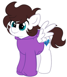 Size: 875x1013 | Tagged: safe, artist:saveraedae, imported from derpibooru, oc, oc only, oc:markpony, pegasus, pony, clothes, colt, foal, hoodie, male, ponified, show accurate, solo, the mark side