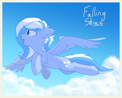Size: 5200x4200 | Tagged: safe, artist:osha, oc, oc only, oc:falling skies, pegasus, cloud, female, flying, mare, sky, solo, wings