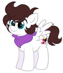 Size: 875x1013 | Tagged: safe, artist:saveraedae, imported from derpibooru, oc, oc only, oc:markpony, pegasus, pony, bandana, chubby, colt, foal, male, ponified, show accurate, simple background, solo, teenager, the mark side, transparent background