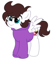 Size: 875x1013 | Tagged: safe, artist:saveraedae, imported from derpibooru, oc, oc only, oc:markpony, pegasus, pony, chubby, clothes, colt, foal, hoodie, male, ponified, show accurate, simple background, solo, teenager, the mark side, transparent background