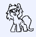 Size: 74x76 | Tagged: safe, artist:firecracker, oc, oc:filly anon, earth pony, pony, aggie.io, female, filly, lowres, mare, monochrome, open mouth, simple background, smiling