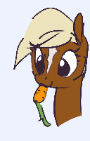 Size: 128x201 | Tagged: safe, earth pony, pony, aggie.io, carrot, eating, female, food, lowres, mare, simple background, smiling, verity