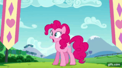 Size: 640x360 | Tagged: safe, imported from derpibooru, screencap, pinkie pie, earth pony, pony, season 5, the mane attraction, animated, female, gif, gifs.com, mare, messy mane, open mouth, solo