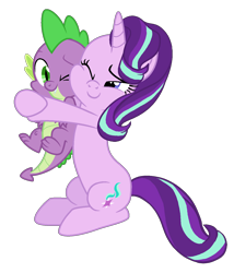 Size: 1200x1400 | Tagged: safe, artist:littlejurnalina, artist:siriussentry, imported from derpibooru, spike, starlight glimmer, dragon, pony, unicorn, the ending of the end, base used, duo, female, hug, simple background, spikelove, straight, transparent background